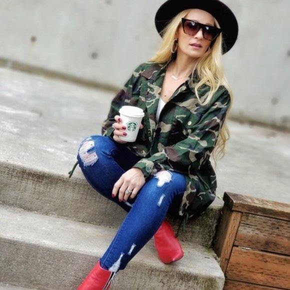 JANE Army Print Green Womens Jacket - Picture 4 of 6